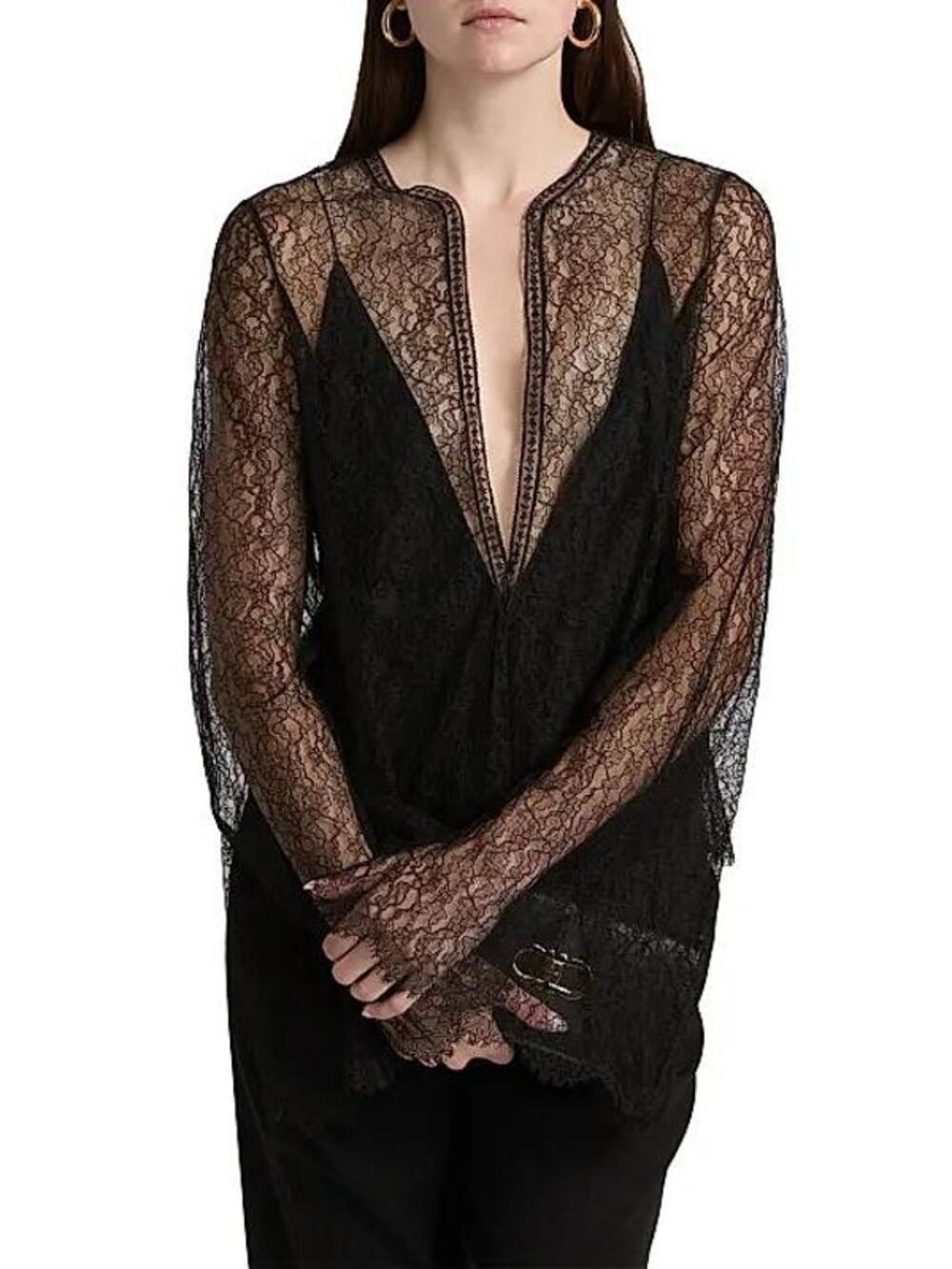 Brandon Maxwell Eloise Relax Lace Top in Black 2